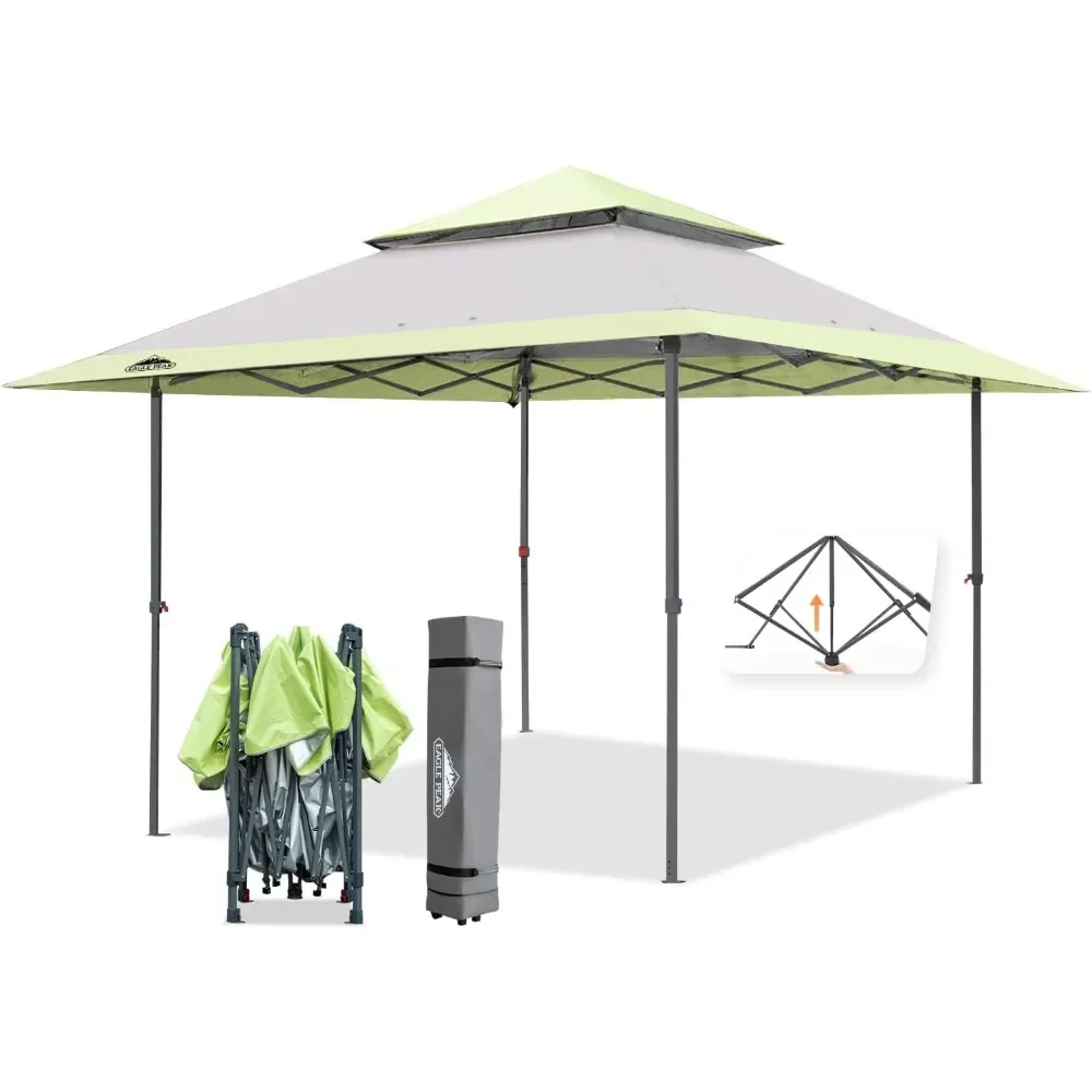 13x13 Straight Leg Pop-Up Canopy Tent Instant Outdoor Canopy Easy Single Person Set-up Folding Shelter w/Auto Extending Eaves