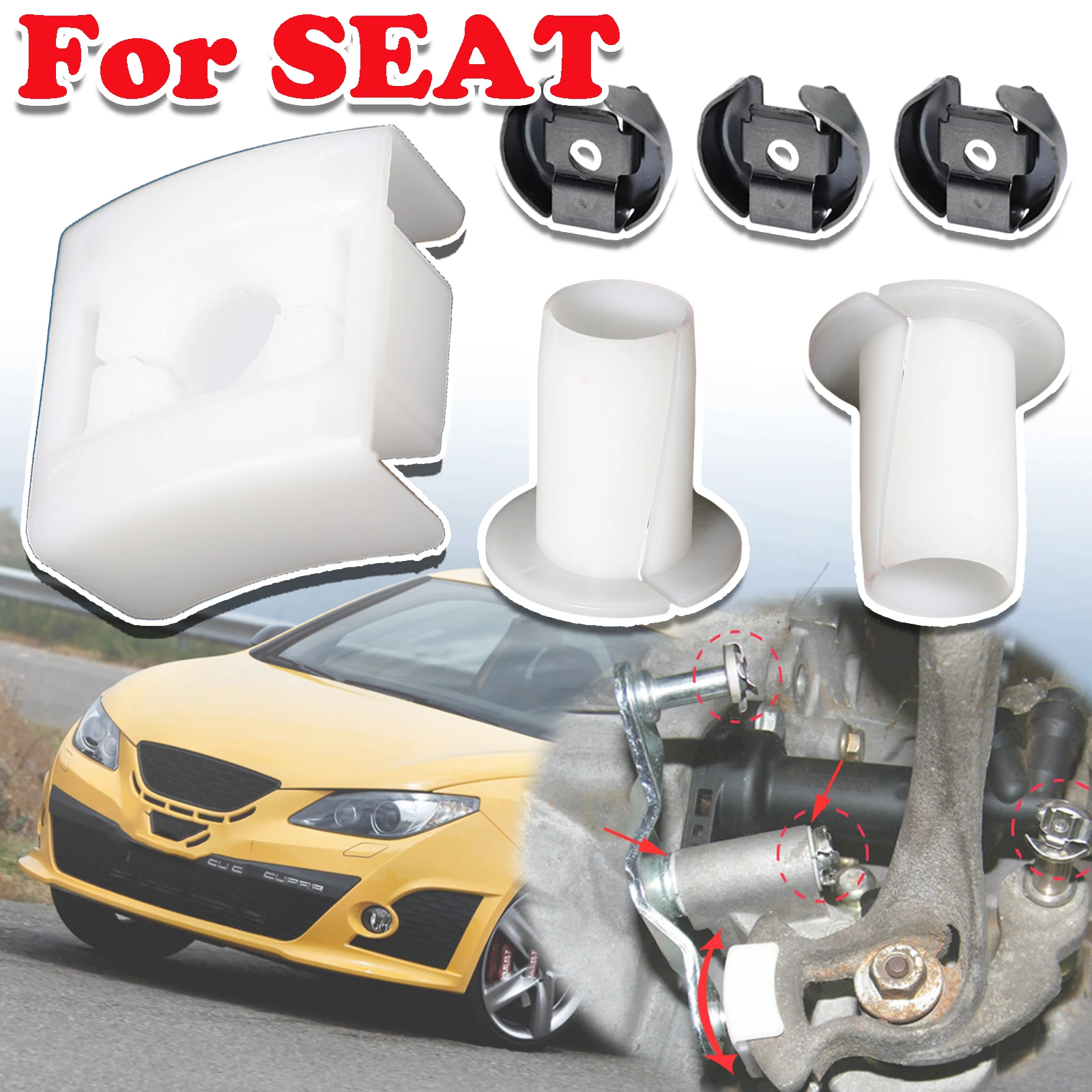 

For SEAT Leon Ibiza Car Gear Selector Wiring Lock Washer Shift Lever Slide Bushing Shifter Linkage Shoe Bearing Bush Repair Kit