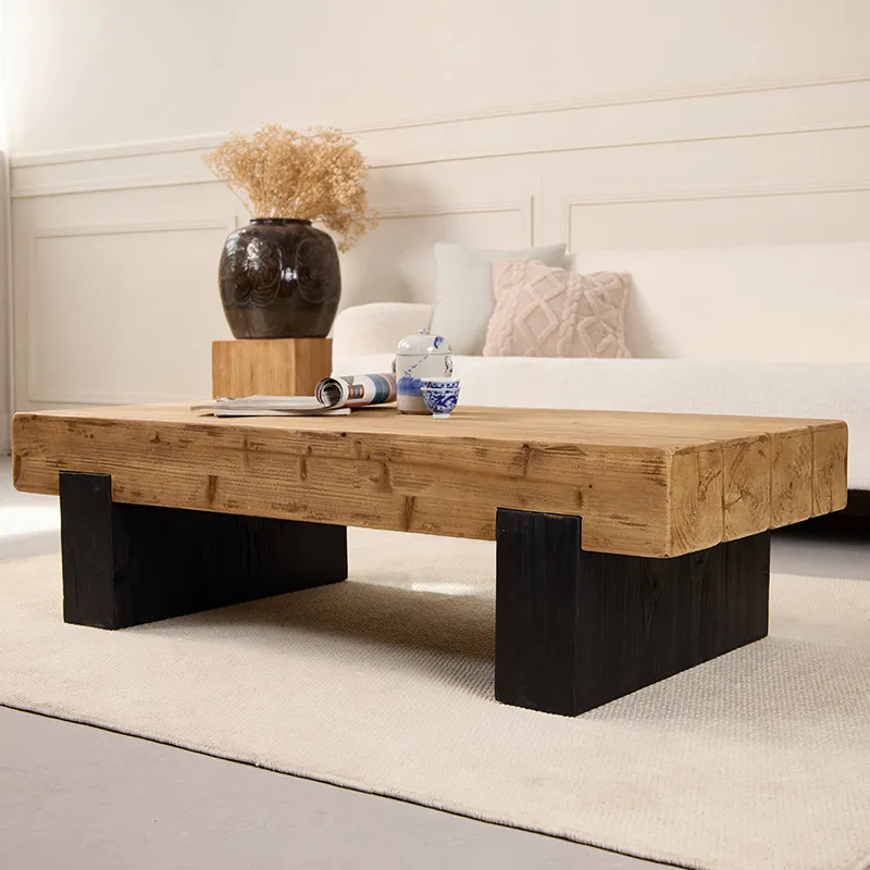 LMM solid wood coffee table living room sofa front log square tea table household low table