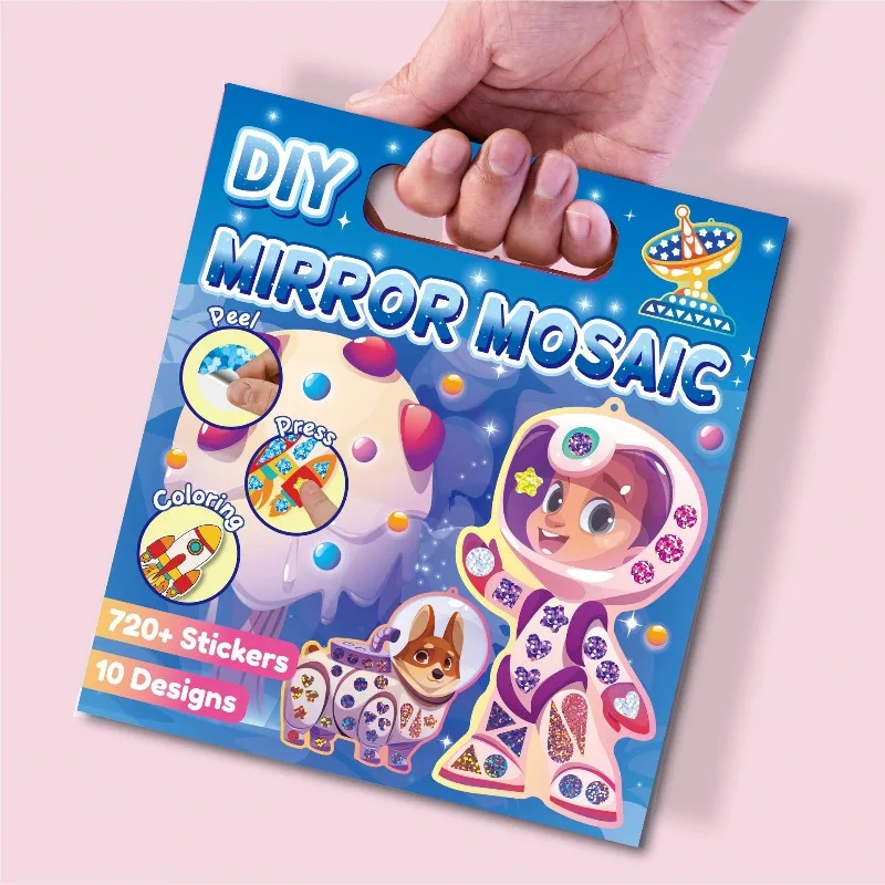 Children's mosaic stickers DIY handmade cartoon astronaut mirror toys coloring decoration stickers