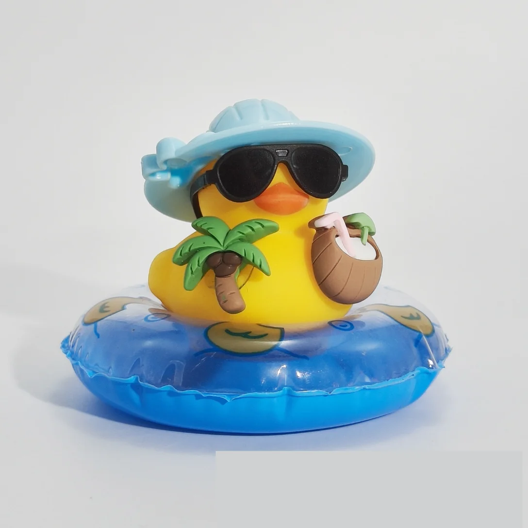 Picture 7: Tropical Rubber Duck Car Ornament, Funny Beach Duck with Sunglasses, Coconut Float, Car Interior Decor, Dashboard Accessories