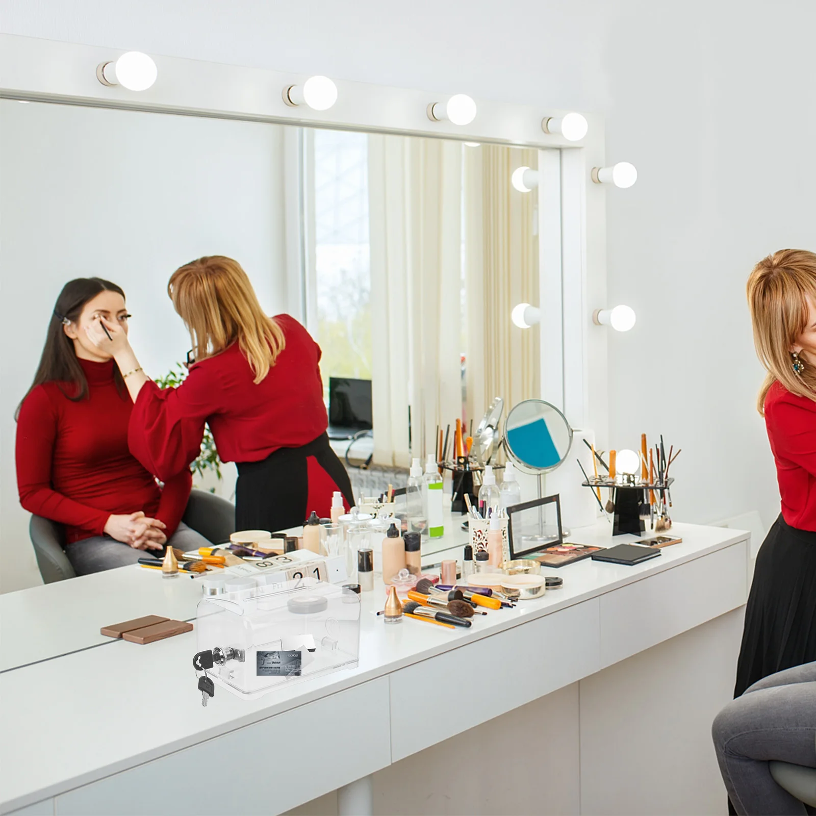 1 ensemble de porte-cartes de Collection de cartes de visite, support de cartes de bureau Transparent de grande capacité pour exposition de conférences au bureau