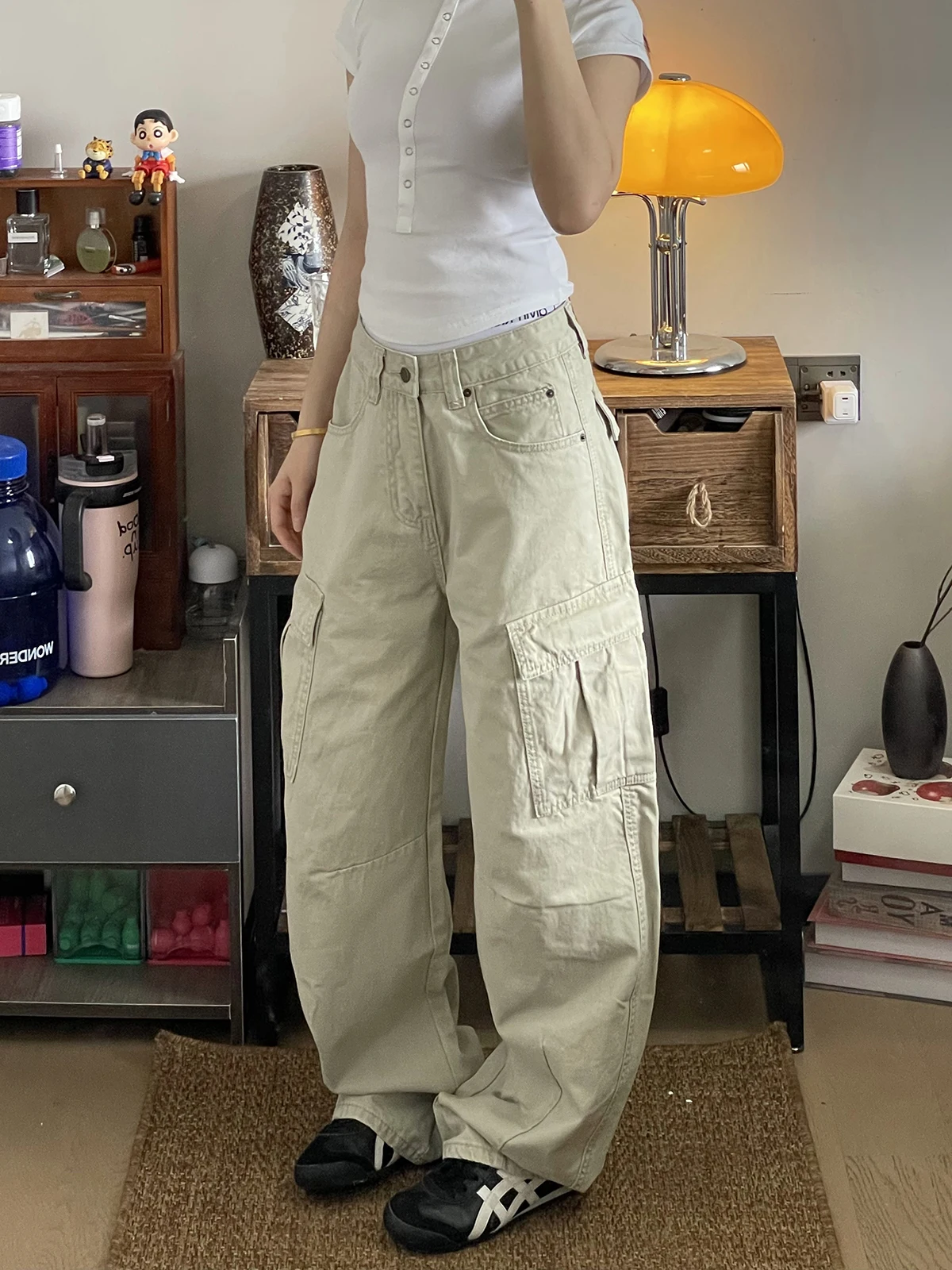 American Casual High Street Knife Work Pants Men Women All Match CleanFit Loose MultiPocket Street Wide Leg Long Pants