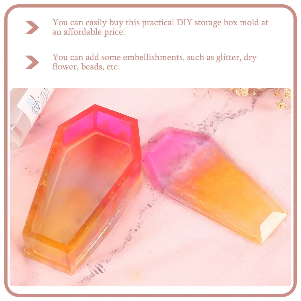 

Halloween Coffin Box Mold Diy Storage Container Creative Silicone Epoxy Craft Tabletop Ornament Unique Design Break Resistant