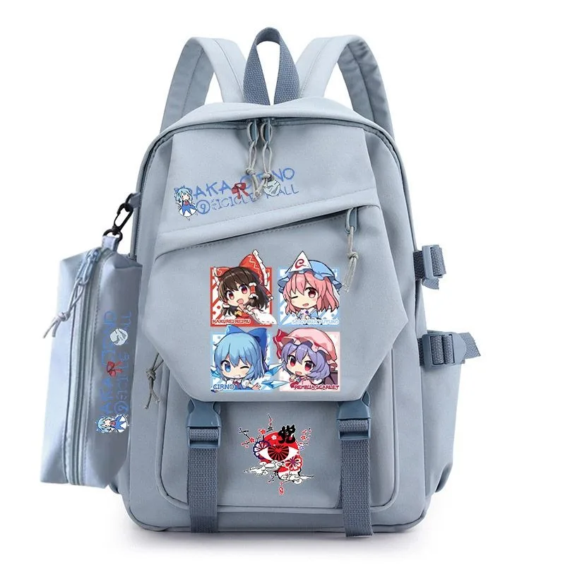 43×30×14cm Blue, Touhou Project, Student Kids Teens School Bags, Large Capacity Mochilas Anime Backpacks For Girls Boys Gift