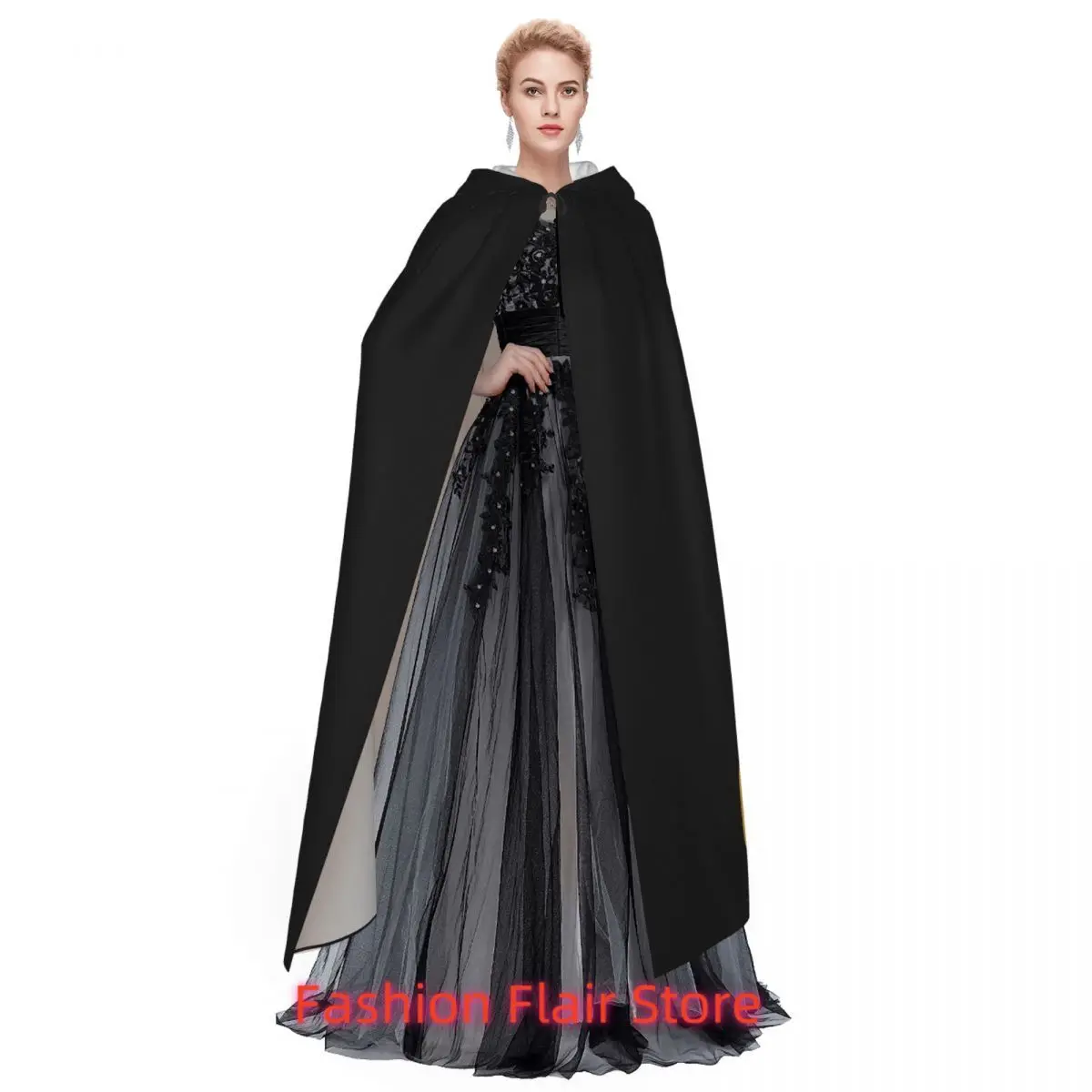 It's A Great Day For Crocheting Long Hooded Cloak Witch Medieval Costume Cosplay Cape HalloweenVampire Adult Unisex - view 3