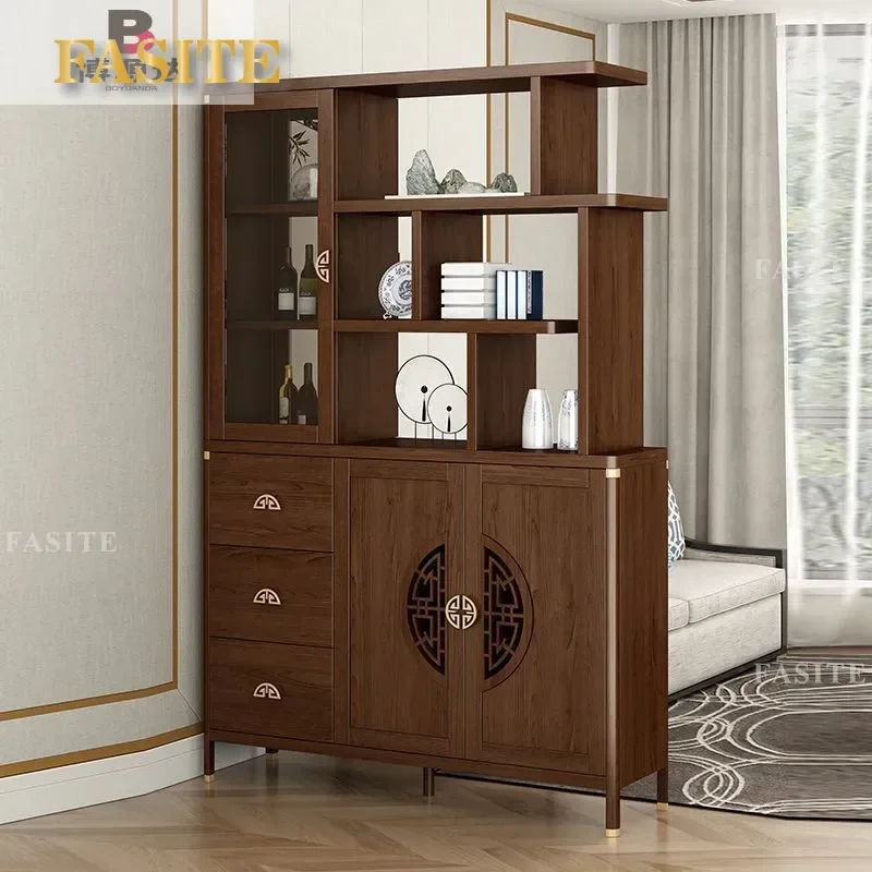 New Chinese Style Wall Mounted Entrance Cabinet Living Room Hallway Shoe Storage Display Unit Partition Organizer Space