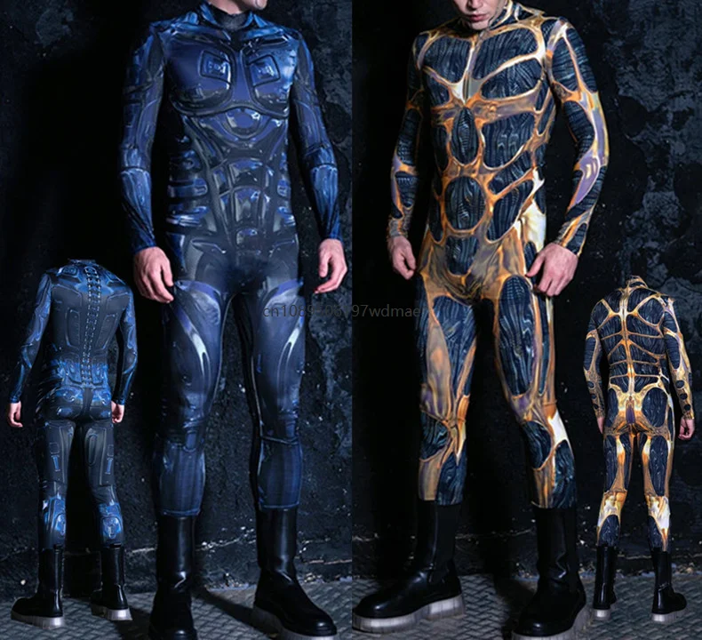 

Halloween Unisex 3d Digital Printing Muscle Cyberpunk Armor Bodysuit Carnival Party Cosplay Stage Dance Performance Costume Suit