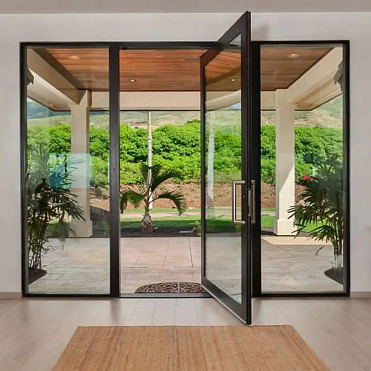Luxury Design Aluminum Pivot Entrance Door Thermal Break Soundproof Weatherproof for Modern Villa Pivot Door Hurricane Resistant