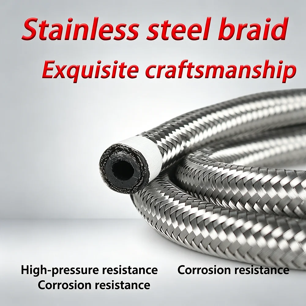 CPE Rubber AN4 AN6 AN8 AN10 AN12 AN16 AN20 Fuel Hose, Oil and Gas Cooler Hose Pipeline, Nylon Stainless Steel Braided Lining