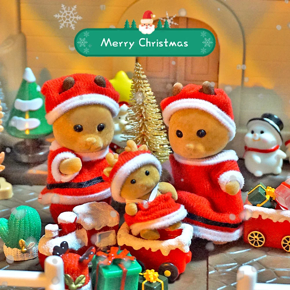 Miniatuurmeubilair 1:12 Rendier Familie Keukenset Bakkast Eettafel Kerst Thema Decoratie Poppenhuis Speelgoed