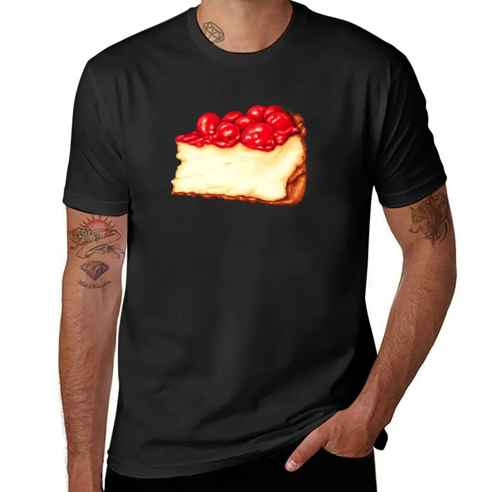 Cherry Cheesecake Pattern - Blue T-Shirt quick drying Aesthetic clothing animal prinfor boys Men's clothing