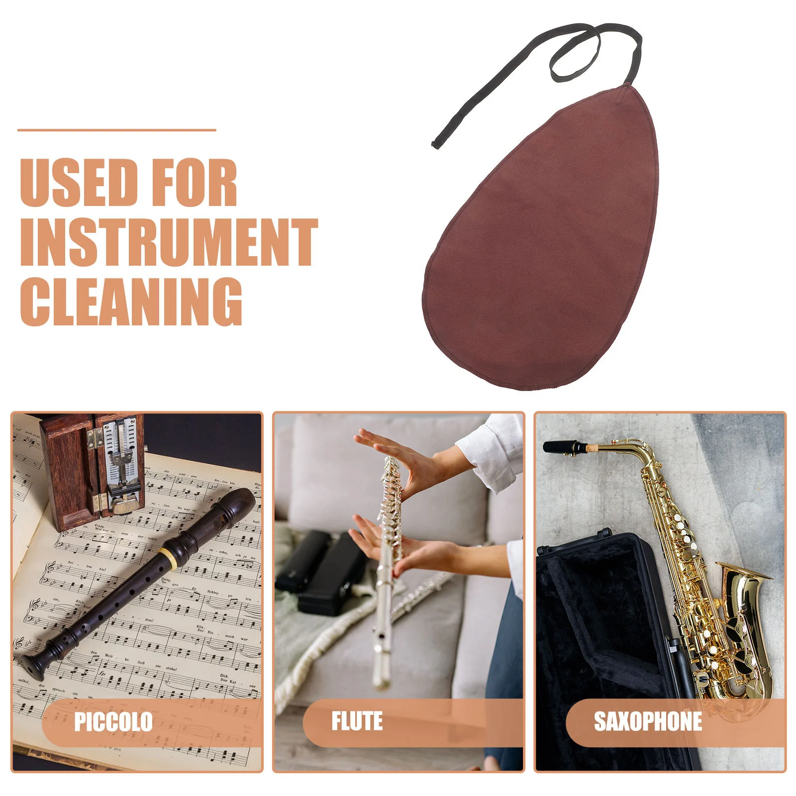2Pcs Professional Music Instrument Cleaning Cloth Soft Durable Flute Clarinet Saxophone Care Cloth Multi-Function Tool