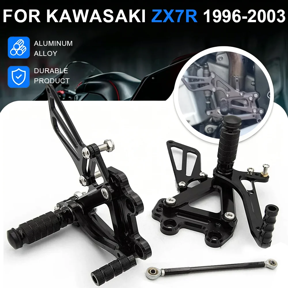 ZX7R 96-03 CNC Motorrad Verstellbare Fußrastenanlage Hintere Fußstütze für Kawasaki Ninja ZX-7R ZX 7R 1996-2003