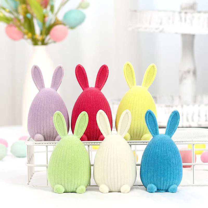 

10cm Easter Decorations Instagram-Style Plush Easter Egg Rabbit Ornament Holiday Party Table Decor