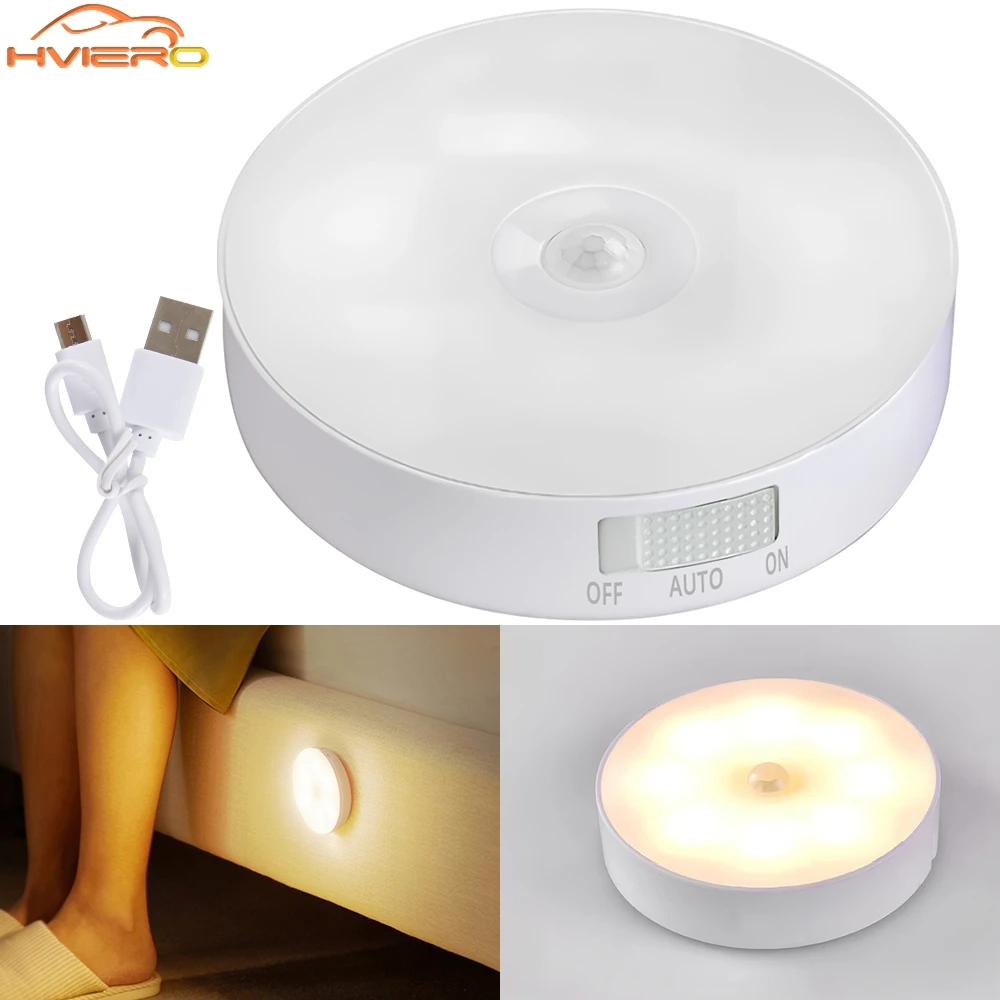 Wireless 8LED Night Light Motion Sensor Bedroom Detector Wall Lamps Decoration Round For Room Staircase Closet Bedside Wardrobe