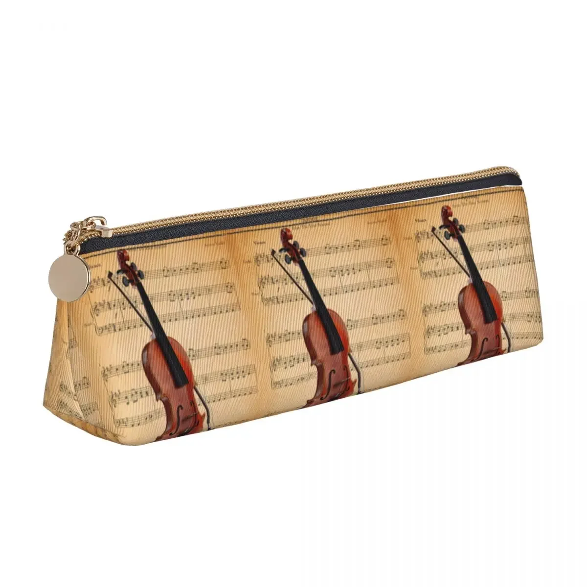 Music Notes Print Pencil Case Guitar Violin Zipper  Pouch Girls Boys Cool Big School  Cases Stationery Organizer