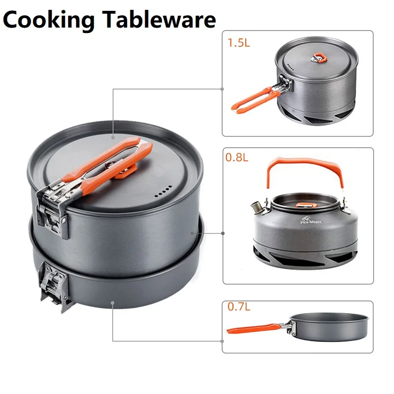 Outdoor Camping Cookware Camping Heat Exchanger Pot Portable Cookware Pot Energy Saving Quick Heating Pot Cooking Tableware