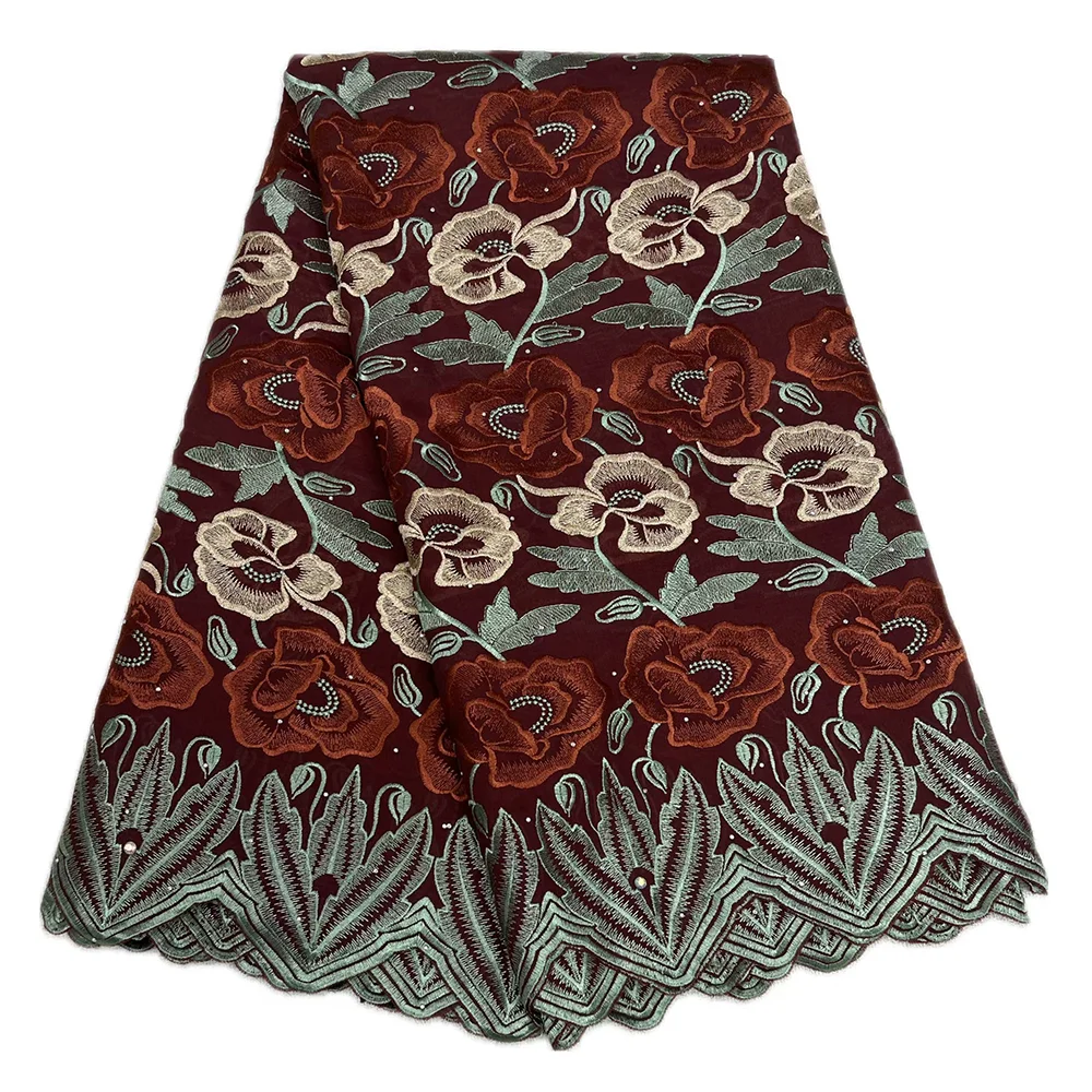 Hot Sale Printed Cotton Lace Fabric 2025 Fashion Cotton Swiss Voile Lace Women African Embroidery Lace For Evening Dresses