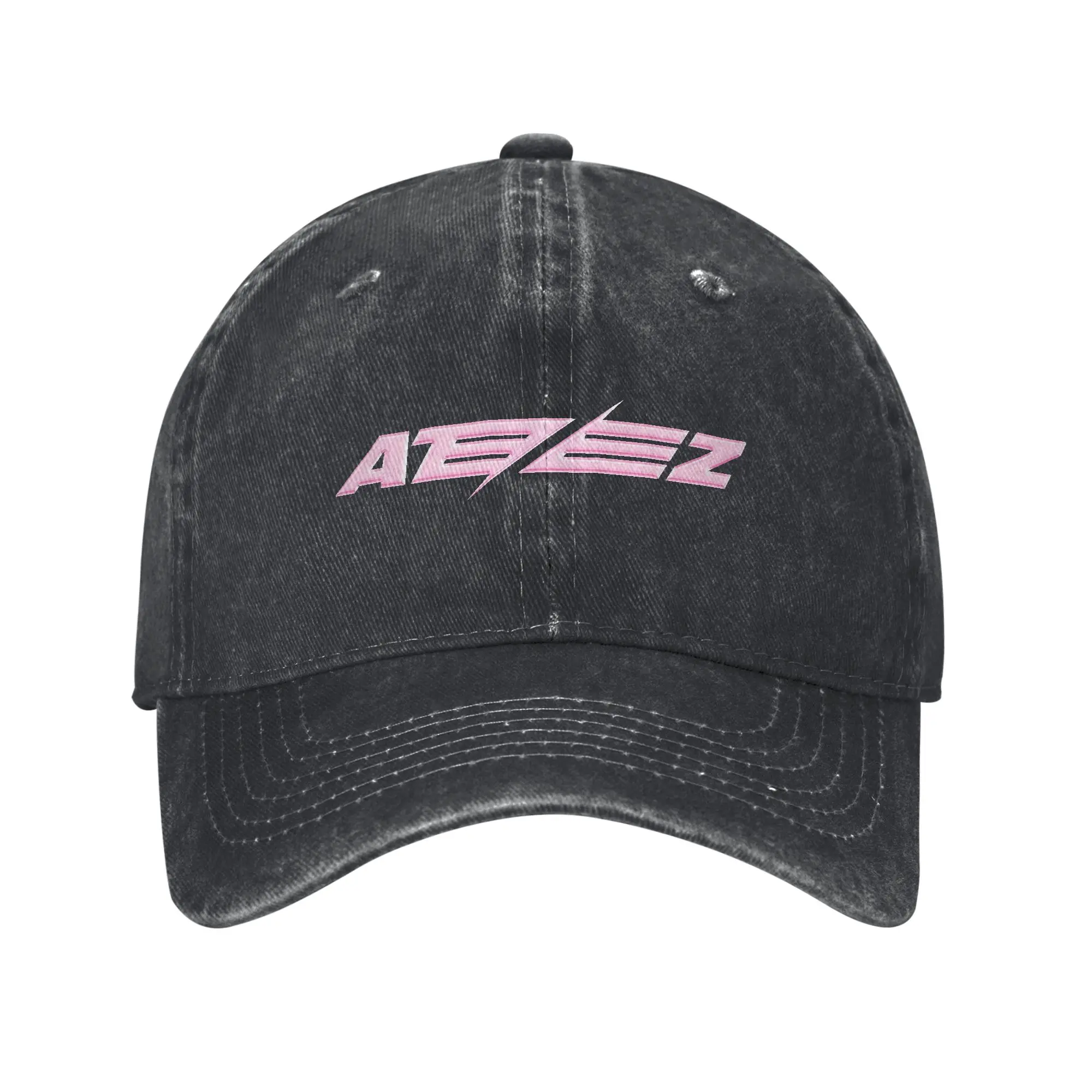 Ateezs Pink Logo Baseball Caps Vintage Distressed Denim  Sun Cap for Men Women Outdoor Workouts Gift Hats Cap