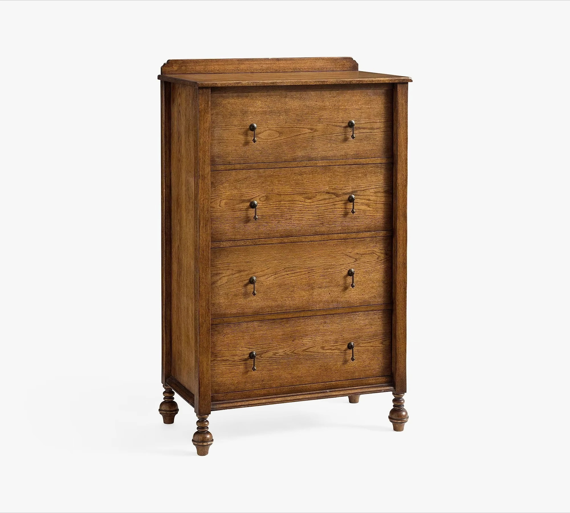 Contemporary 4-drawer solid oak chest of drawers, modern luxury bedroom furniture storage