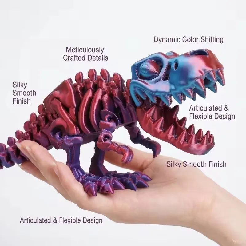 3D Printed Dragon Dinosaur Fidget Toy, Rotatable Articulated Craft Model, Kids Birthday Gift & Desktop Landscaping Decoration