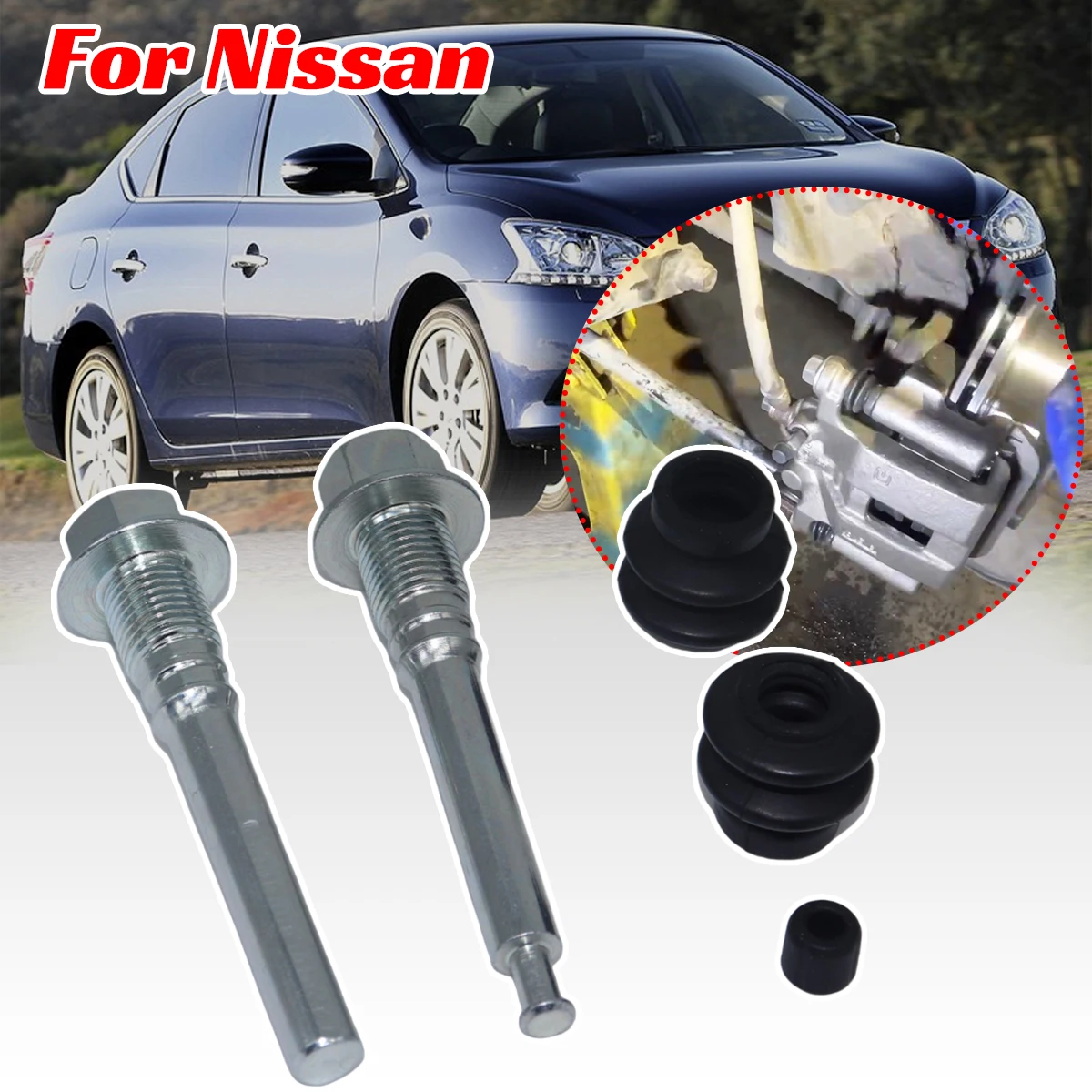 

Rear Brake Caliper Cylinder Slider Guide Pin For Qashqai J10 Cube Juke Left Right Disc Housing Bolt Rubber Bush Boot Seal Kit
