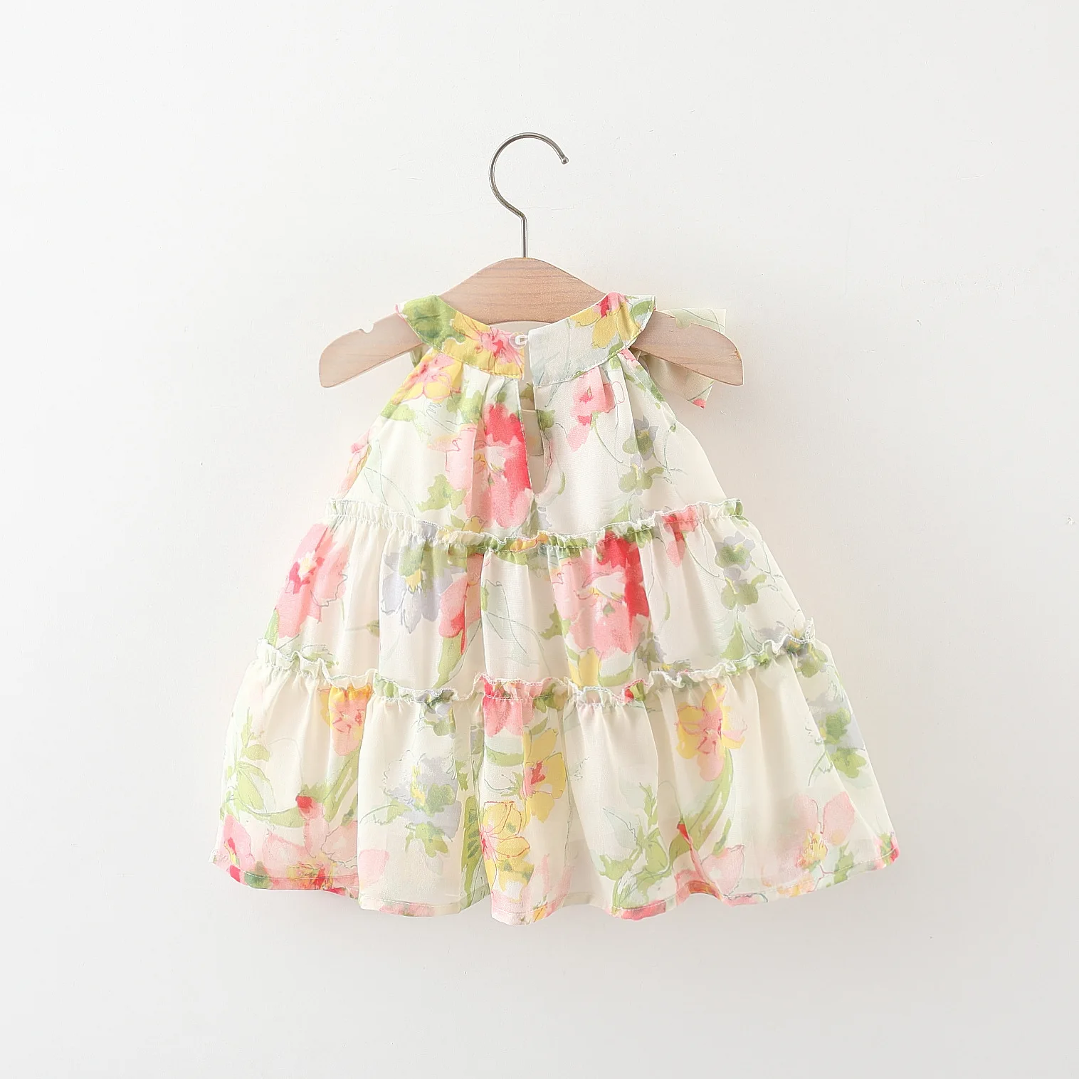 (0-3 Years Old) Summer Baby Girl Bow Princess Thousand Layer Chiffon Dress Girl Flower Sleeveless Beach Dress