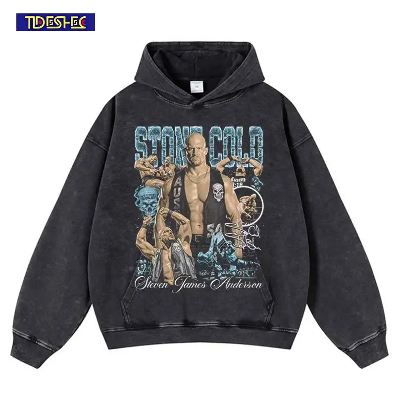 

Винтажная оверсайз-боксер с буквенным принтом в стиле хип-хоп, Harajuku, теплая толстовка с капюшоном, стираная свободная уличная одежда, эластичная толстовка, пуловер