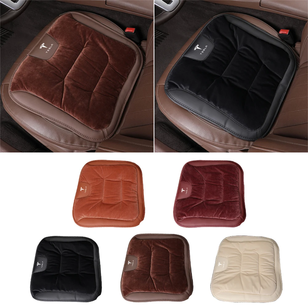 Car Seat Cover Auto Chair Front Rear Flannel Warm Cushion For Tesla Model 3 Model Y Model S Model X Cybertruck Roadster SpaceX