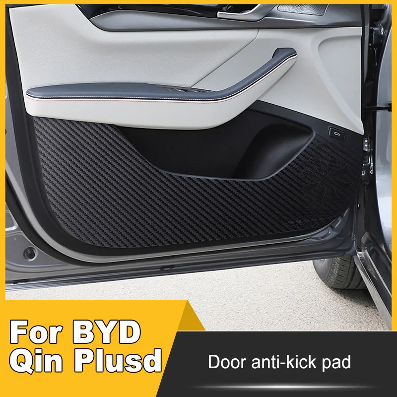 

For BYD Qin plusdmi EV Car Door Anti-kick Pad Carbon Fiber Leather Protection Film Stickers Decorative Mat Auto Accessories