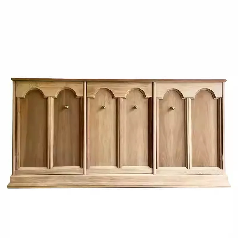 American rural retro old solid wood dining side cabinet French high-end TV cabinet