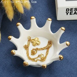 Crown Shaped Storage Tray Display Mini Chic Plate Necklace Ring Earrings Holder Dish Ceramic Jewelry Plate Display Ashtray Decor
