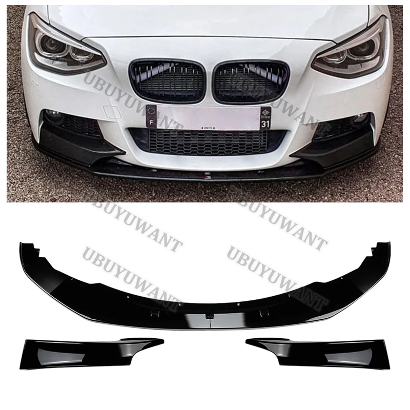 4-teiliges Set für BMW F20 F21 118i 120d 120i 2015-2019 LCI M Sport Frontstoßstangenlippe Spoiler Splitter Karosserie-Kit Schürzen Abdeckung Schutzleiste