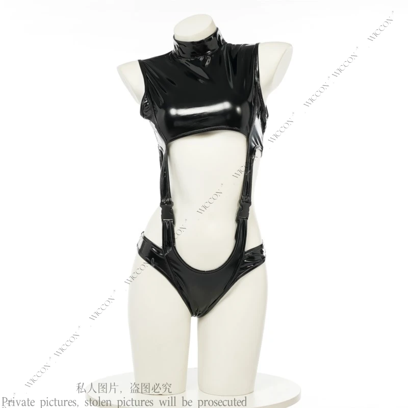 Anime Two Dimensions Nijigen Hollow Patent Leather Jumpsuit Cosplay Costume Woman Adult Daily Outfit Role Play Sexy Dating