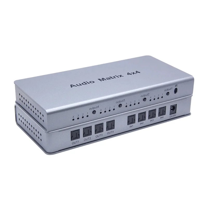 B92B-4X4 Audio Matrix Spdif Toslink Digital Optical 4 In 4 Out Audio Switch Converter Splitter Box For TV DVD Player EU PLUG