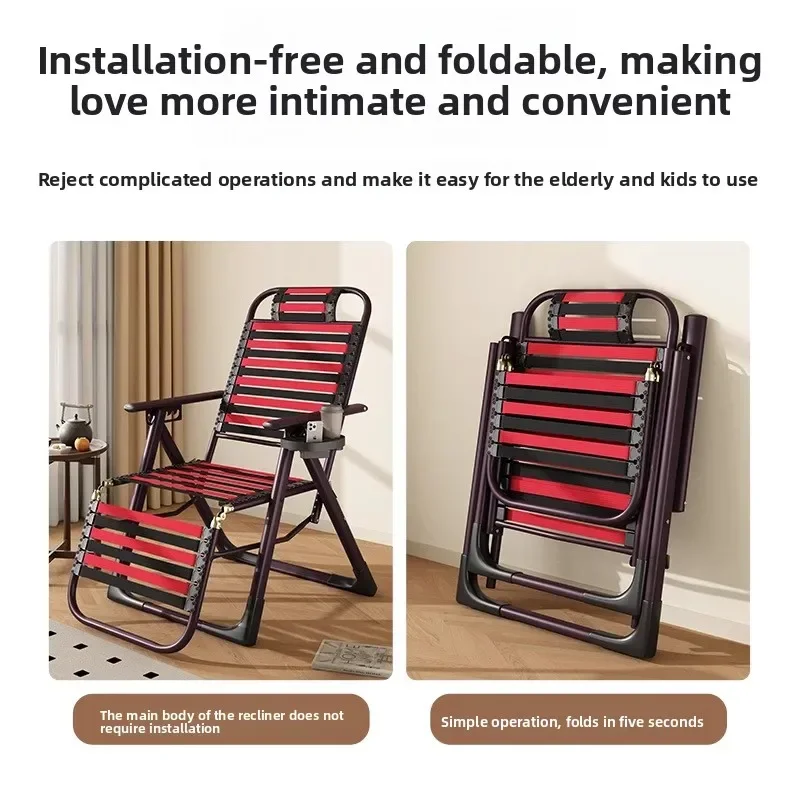 Exquisite Folding Recliner Household Elderly Lunch Break Back Chair Balcony Chair Portable Office Nap Chair Sturdy And Durable