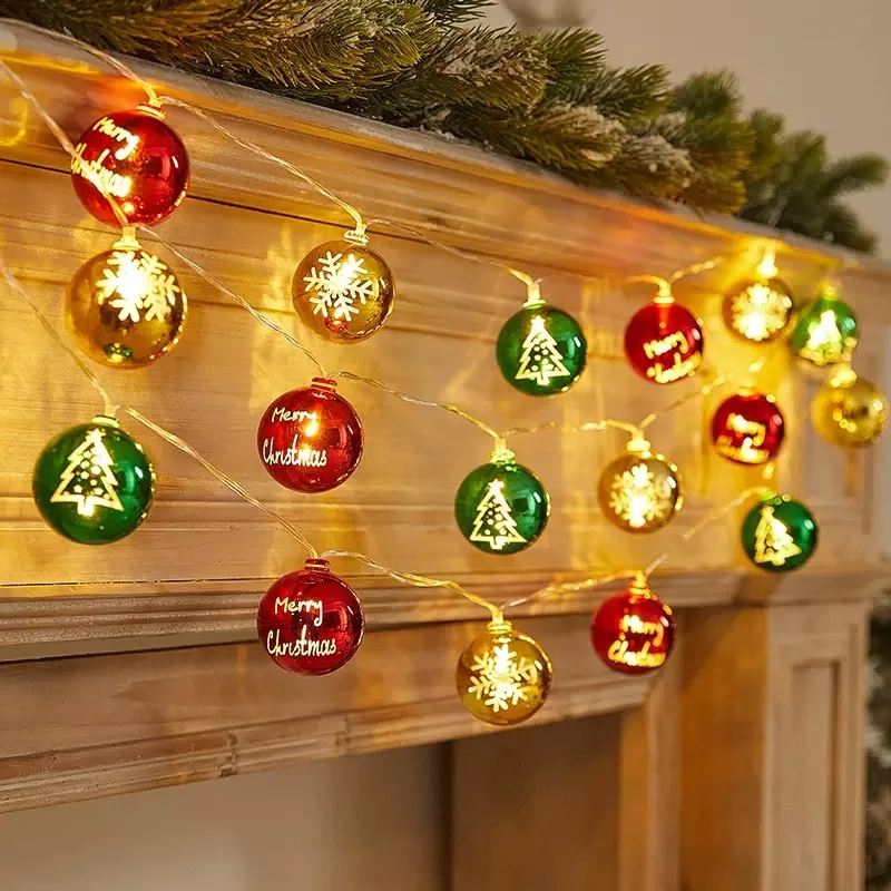 

Christmas Ball String Lights Snowflake Hanging Pendant Xmas Festival Home Party Ornament Fairy Light For Christmas Tree Decor