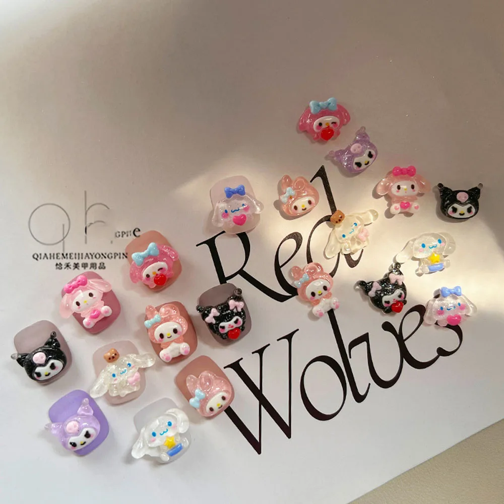 70/50/20PCS Leuke Hars Kuromi Nagel Onderdelen 3D Kawaii Kitty Cartoon Onderdelen Sieraden Druk op nagels Nagel Charme voor Nail Art Accessorie