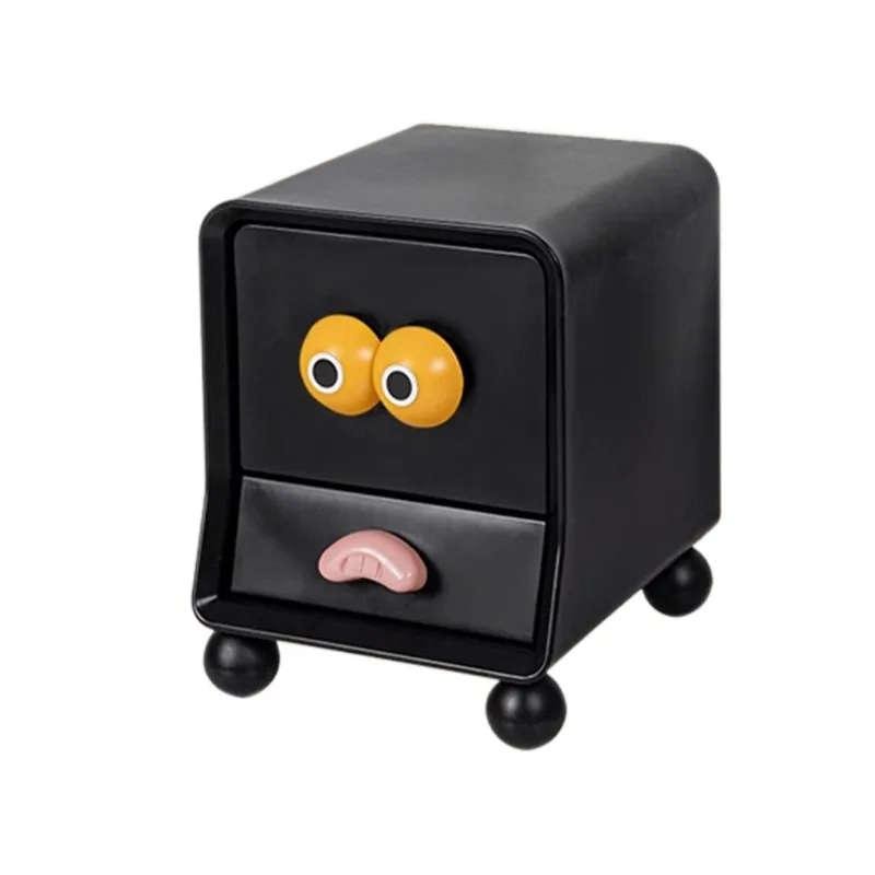 Table de chevet créative, étagère mignonne à motif de dessin animé, armoire de rangement moderne et simple, écologique, couleur crème, pour petite chambre.