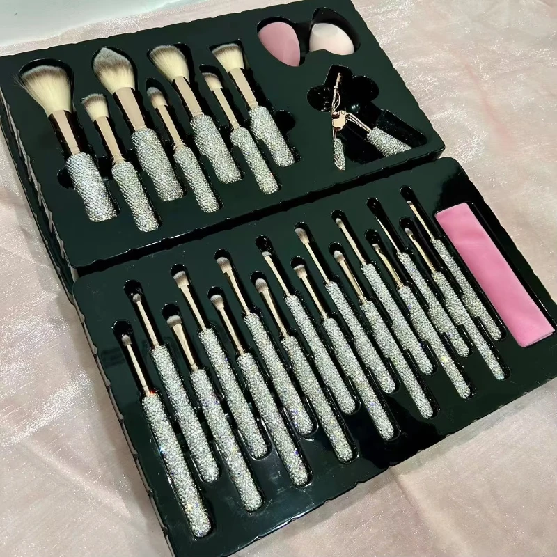 Makeup Tool Glitter 27 Bunch Silver Rhinestone Gorgeous Brush Set Shiny Makeup Brush