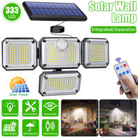 1 Set solar power LED light four head rotating human body induction remote control wall lamp outdoor corridor lighting