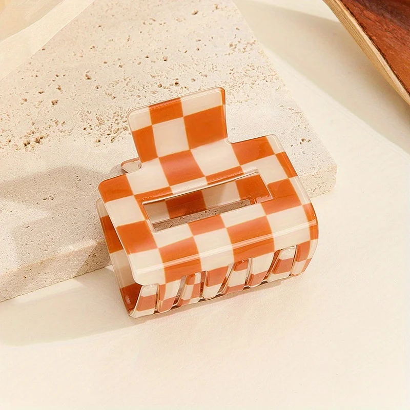 

1PC Checkered Print Hair Clip, Spring and Summer, Outdoor Sports Hair Clip, Small Hair Accessory, Candy Colour