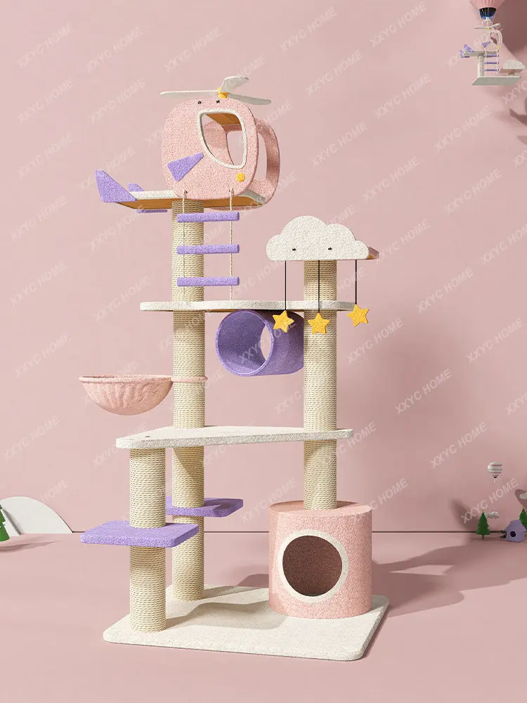 Cat Climbing Frame Cat Nest Cat Tree Integrated Four Seasons Universal Small Apartment Cat Toy Supplies Grinding Claw Board