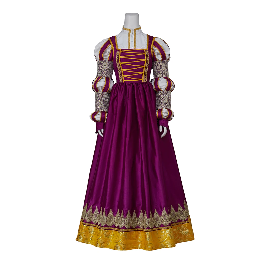 

Vintage Purple Dress Italian Renaissance Alexander VI Costume Dress High Waistline Ball Gown Historical Women Gown Dress