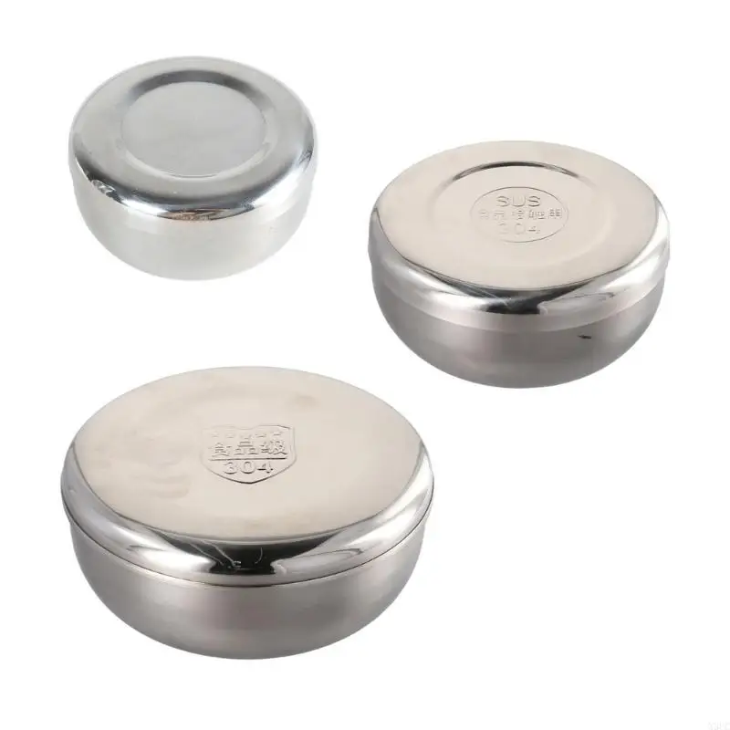 Practical Rice Bowl with Cover Stainless Steel Serving Bowl for Outdoor Dining X3UC