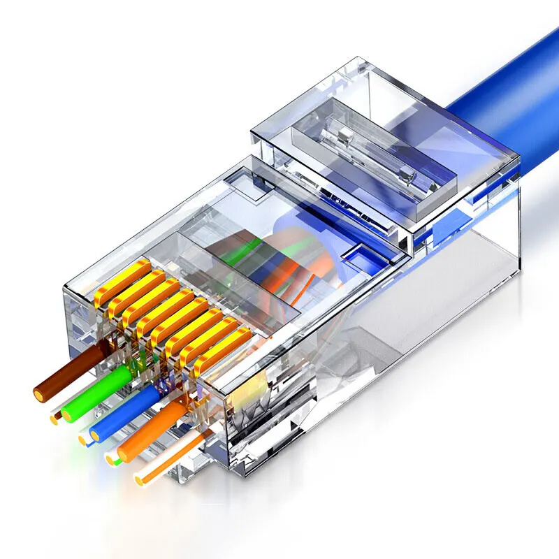 ZoeRax Cat6 CAT5e Pass Through RJ45 Wtyczka modułowa Złącza sieciowe UTP 15μ Pozłacany otwór 1,1 mm do kabla Ethernet — zdjęcie 2