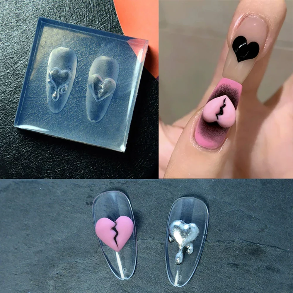 3D Angel Series Mold Nail Art Decorations European Square Frame Wings Heart Cartoon Character Diy Design Silicone Nail Art Mold