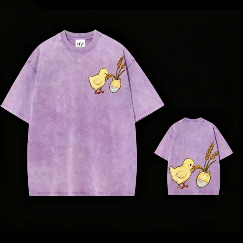 

Очаровательная повседневная футболка с принтом цыпленка и пшеницы, унисекс, свободная футболка с короткими рукавами, удобная повседневная одежда, модная повседневная одежда