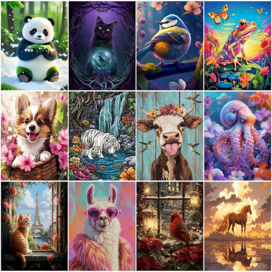 

RUOPOTY Painting By Numbers Acrylic Animals Arts Crafts Drawing Canva Digital Oil Paintings On Number Paint Kit Home Decor Items